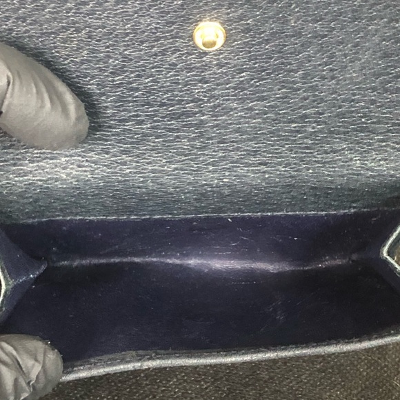 GUCCI GG Web Monogram Navy Blue Leather Coated Canvas Compact Bifold Wallet - Picture 4 of 17